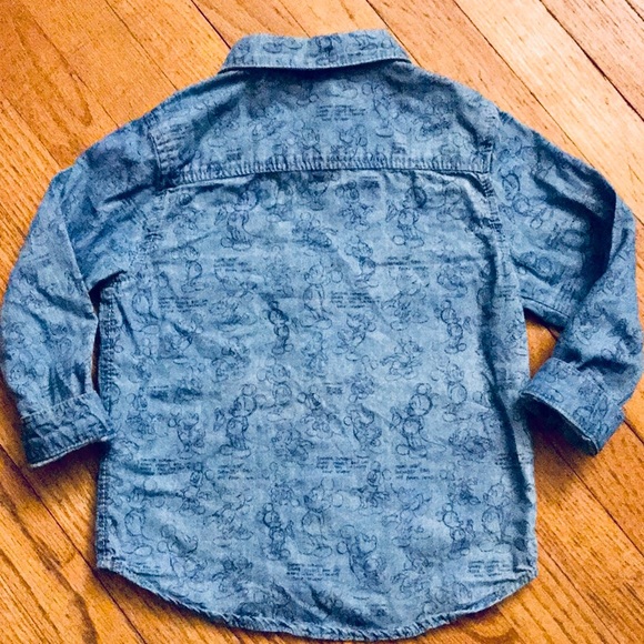 Zara Denim Mickey Mouse Button down shirt sz 2/3 - Picture 7 of 7
